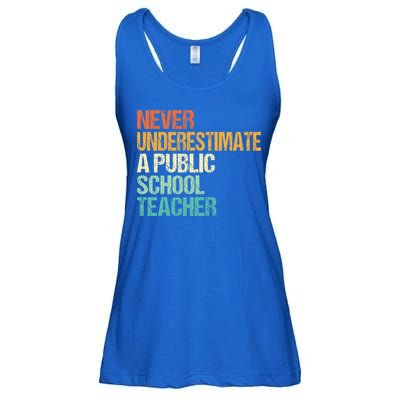 Never Underestimate A Public School Teacher Harris Walz 2024 Ladies Essential Flowy Tank