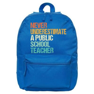 Never Underestimate A Public School Teacher Harris Walz 2024 16 in Basic Backpack