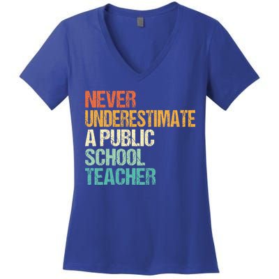 Never Underestimate A Public School Teacher Harris Walz 2024 Women's V-Neck T-Shirt