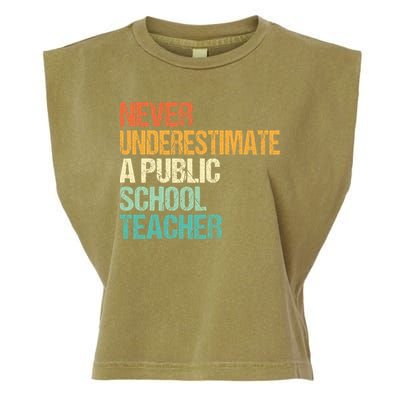 Never Underestimate A Public School Teacher Harris Walz 2024 Garment-Dyed Women's Muscle Tee