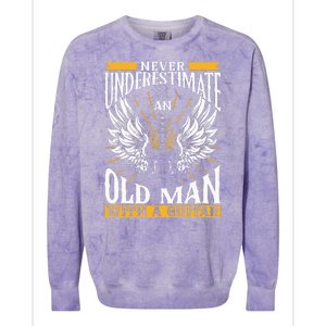 Never Underestimate An Old Man With A Guitar Guitars Guitar Colorblast Crewneck Sweatshirt