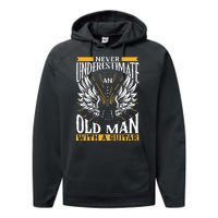 Never Underestimate An Old Man With A Guitar Guitars Guitar Performance Fleece Hoodie