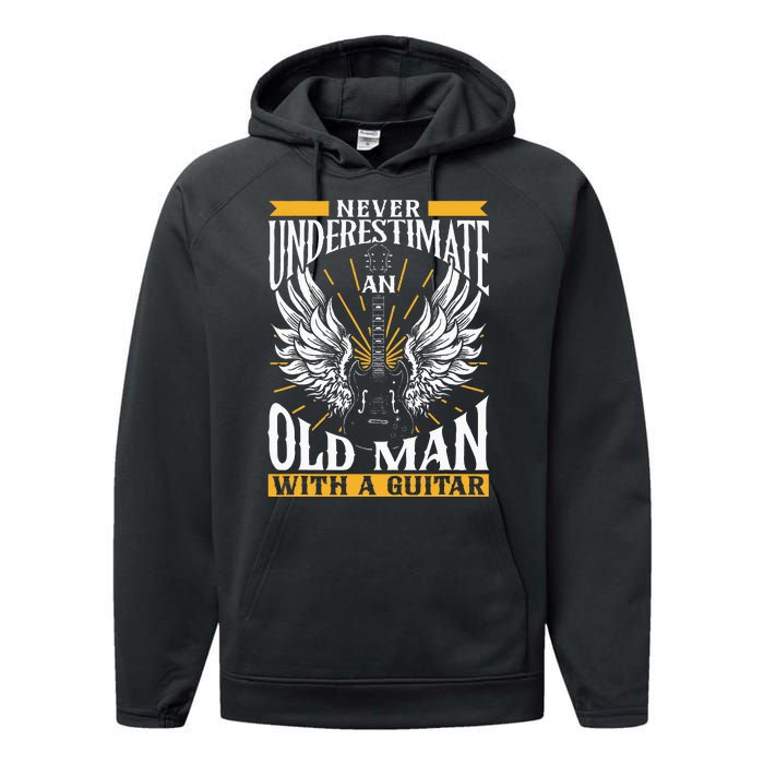 Never Underestimate An Old Man With A Guitar Guitars Guitar Performance Fleece Hoodie