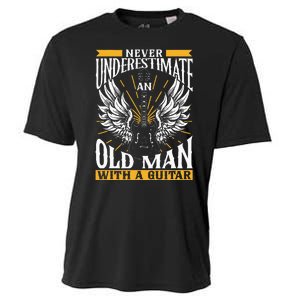 Never Underestimate An Old Man With A Guitar Guitars Guitar Cooling Performance Crew T-Shirt