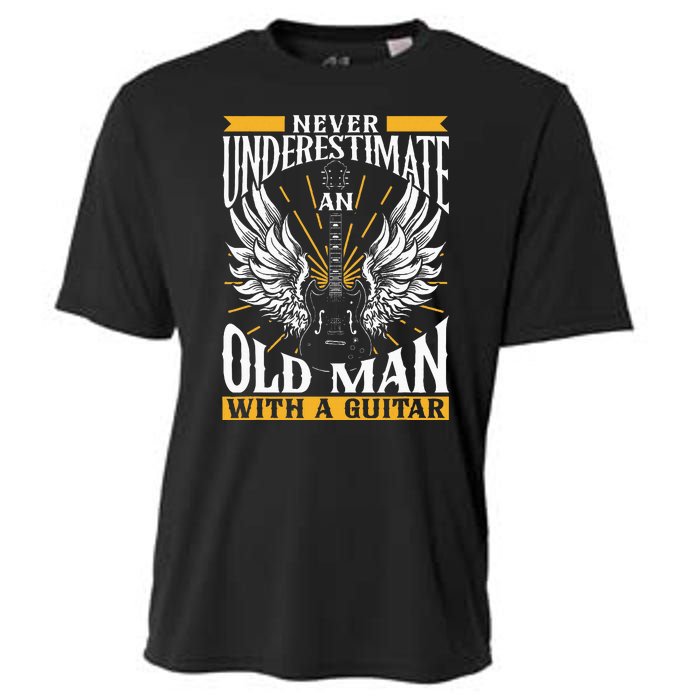 Never Underestimate An Old Man With A Guitar Guitars Guitar Cooling Performance Crew T-Shirt