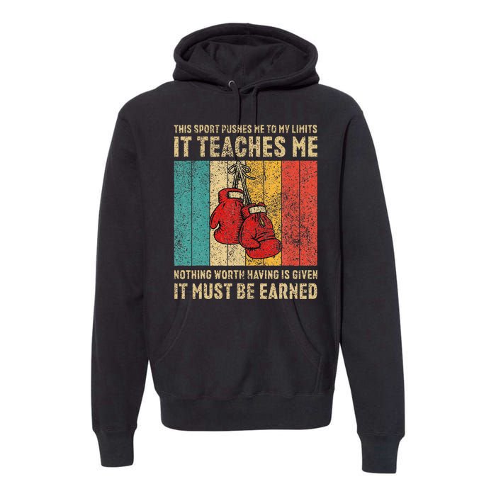 Never Underestimate A Grandpa With Boxing Gloves Boxing Premium Hoodie