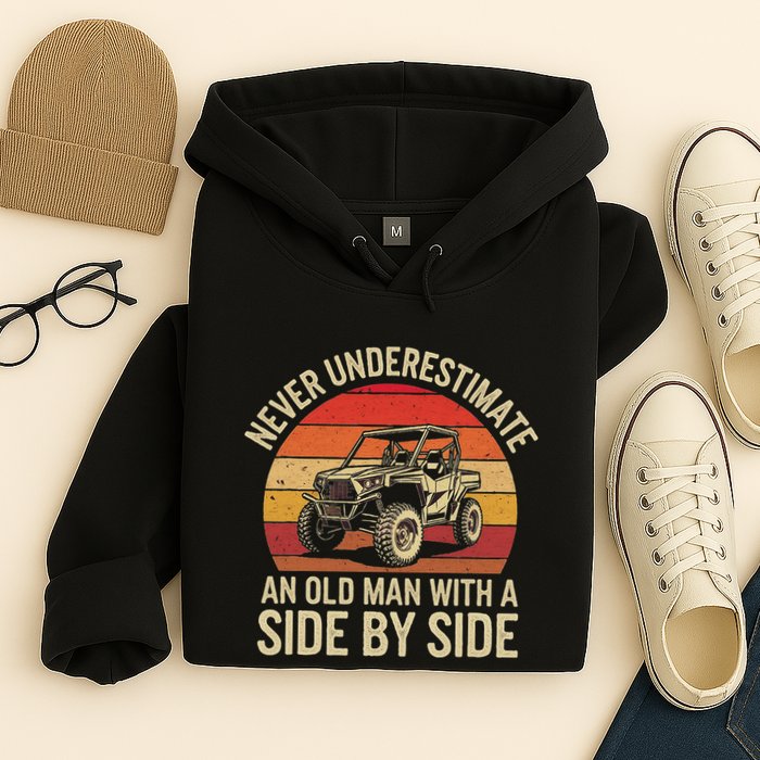 Never Underestimate An Old Man With A Side By Side Vintage Hoodie