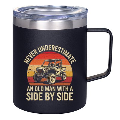 Never Underestimate An Old Man With A Side By Side Vintage 12oz Stainless Steel Coffee Mug