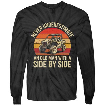 Never Underestimate An Old Man With A Side By Side Vintage Tie-Dye Long Sleeve Shirt