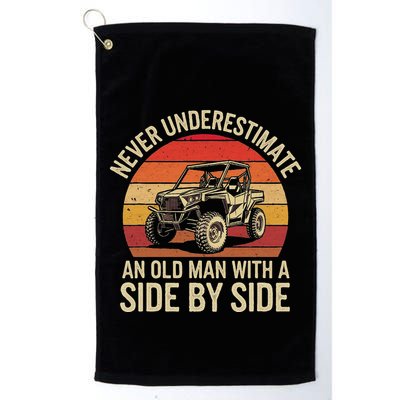 Never Underestimate An Old Man With A Side By Side Vintage Golf Towel