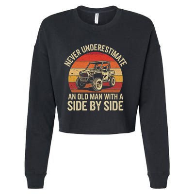 Never Underestimate An Old Man With A Side By Side Vintage Cropped Pullover Crew