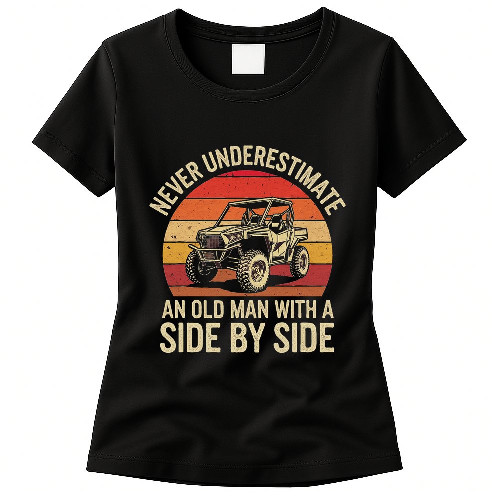 Never Underestimate An Old Man With A Side By Side Vintage Womens T-Shirt
