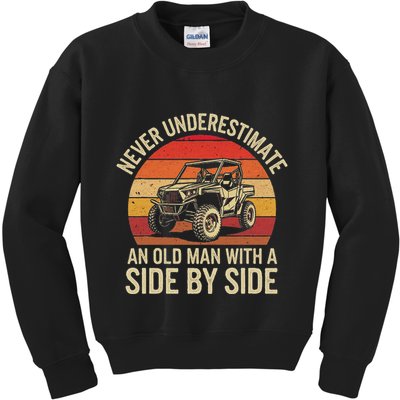 Never Underestimate An Old Man With A Side By Side Vintage Kids Sweatshirt