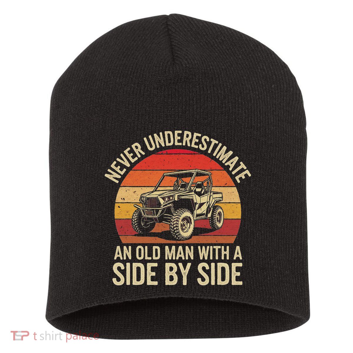 Never Underestimate An Old Man With A Side By Side Vintage Short Acrylic Beanie