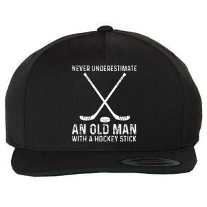 Never Underestimate An Old With A Hockey Stick Gift Wool Snapback Cap