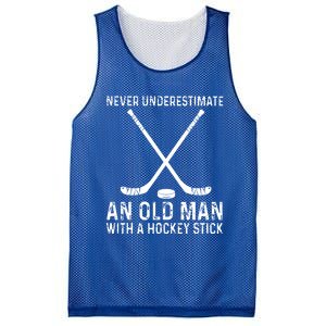 Never Underestimate An Old With A Hockey Stick Gift Mesh Reversible Basketball Jersey Tank