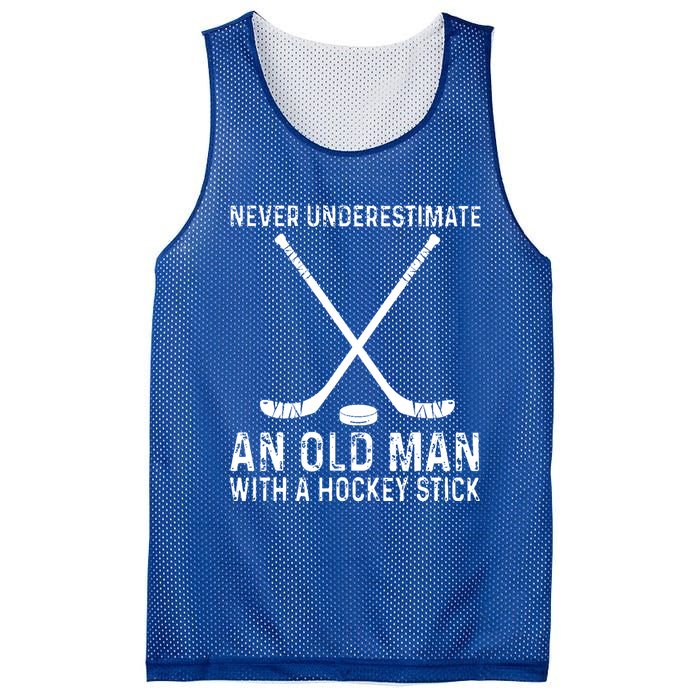 Never Underestimate An Old With A Hockey Stick Gift Mesh Reversible Basketball Jersey Tank