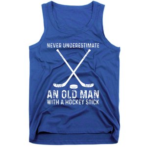 Never Underestimate An Old With A Hockey Stick Gift Tank Top