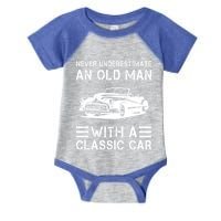 Never Underestimate An Old With A Classic Car Cute Gift Infant Baby Jersey Bodysuit