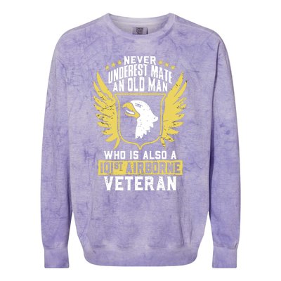 Never Underestimate An Old Man 101st Airborne Veteran Gift Colorblast Crewneck Sweatshirt