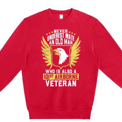 Never Underestimate An Old Man 101st Airborne Veteran Gift Premium Crewneck Sweatshirt