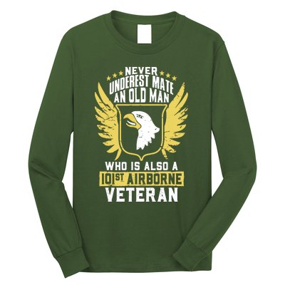 Never Underestimate An Old Man 101st Airborne Veteran Gift Long Sleeve Shirt