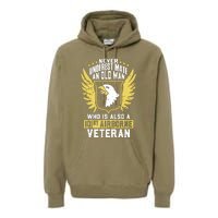 Never Underestimate An Old Man 101st Airborne Veteran Gift Premium Hoodie