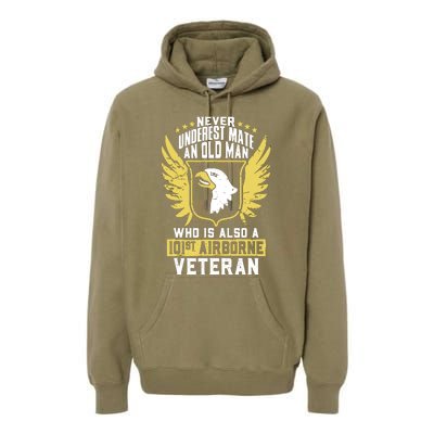 Never Underestimate An Old Man 101st Airborne Veteran Gift Premium Hoodie