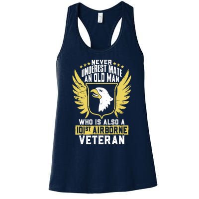 Never Underestimate An Old Man 101st Airborne Veteran Gift Women's Racerback Tank