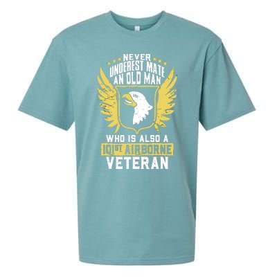 Never Underestimate An Old Man 101st Airborne Veteran Gift Sueded Cloud Jersey T-Shirt