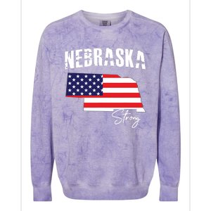 Nebraskastrong Usa America Flag Map Colorblast Crewneck Sweatshirt