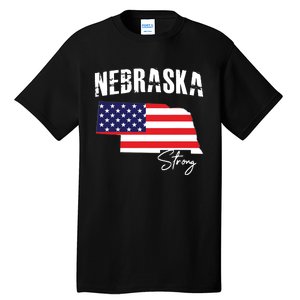 Nebraskastrong Usa America Flag Map Tall T-Shirt