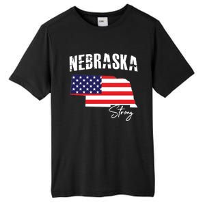 Nebraskastrong Usa America Flag Map Tall Fusion ChromaSoft Performance T-Shirt