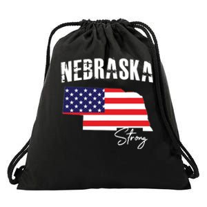 Nebraskastrong Usa America Flag Map Drawstring Bag