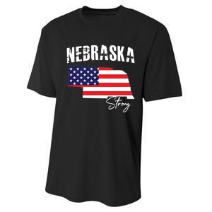 Nebraskastrong Usa America Flag Map Performance Sprint T-Shirt