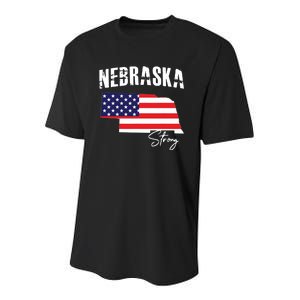 Nebraskastrong Usa America Flag Map Youth Performance Sprint T-Shirt