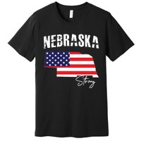 Nebraskastrong Usa America Flag Map Premium T-Shirt