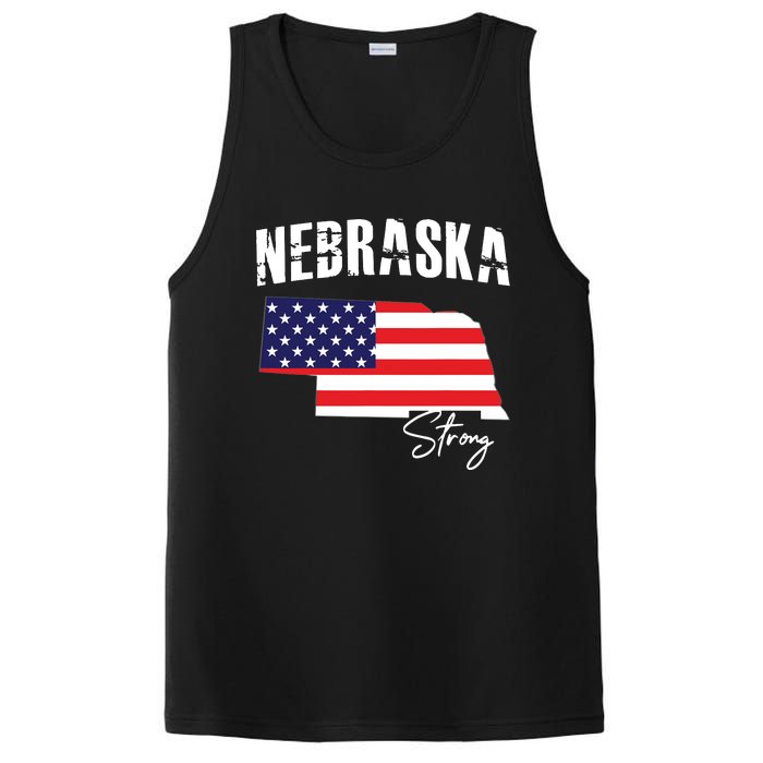 Nebraskastrong Usa America Flag Map PosiCharge Competitor Tank