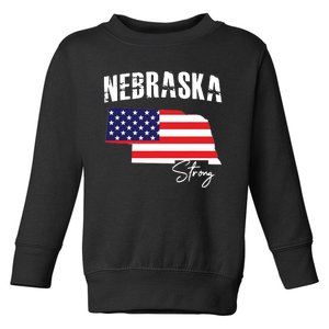 Nebraskastrong Usa America Flag Map Toddler Sweatshirt