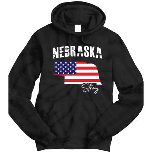 Nebraskastrong Usa America Flag Map Tie Dye Hoodie