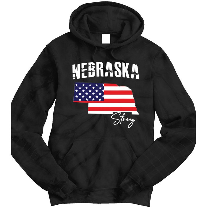 Nebraskastrong Usa America Flag Map Tie Dye Hoodie