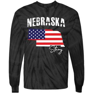 Nebraskastrong Usa America Flag Map Tie-Dye Long Sleeve Shirt