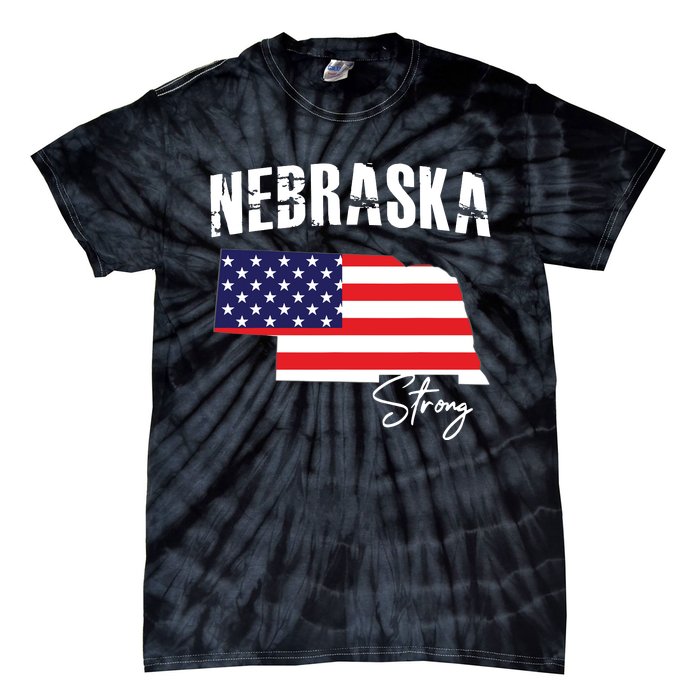 Nebraskastrong Usa America Flag Map Tie-Dye T-Shirt