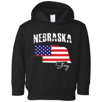 Nebraskastrong Usa America Flag Map Toddler Hoodie