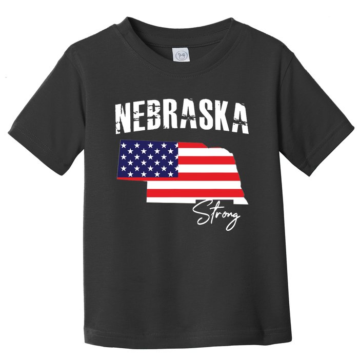 Nebraskastrong Usa America Flag Map Toddler T-Shirt