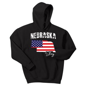 Nebraskastrong Usa America Flag Map Kids Hoodie