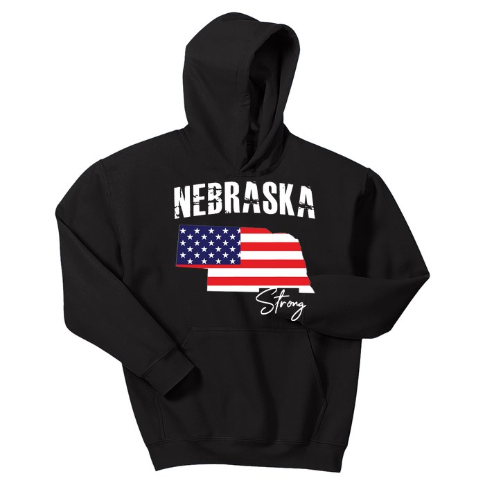 Nebraskastrong Usa America Flag Map Kids Hoodie