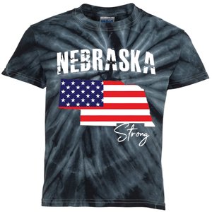 Nebraskastrong Usa America Flag Map Kids Tie-Dye T-Shirt