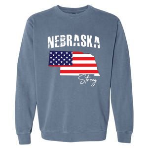 Nebraskastrong Usa America Flag Map Garment-Dyed Sweatshirt