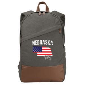 Nebraskastrong Usa America Flag Map Cotton Canvas Backpack